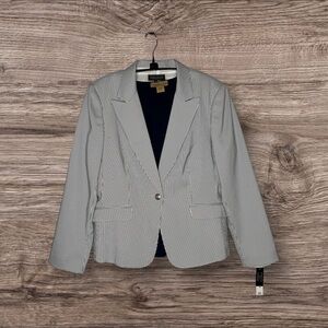 Sleek Professional: John Meyer Pinstripe Blazer and Cami